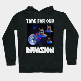 Distressed Alien UFO Funny Raccoon Hoodie